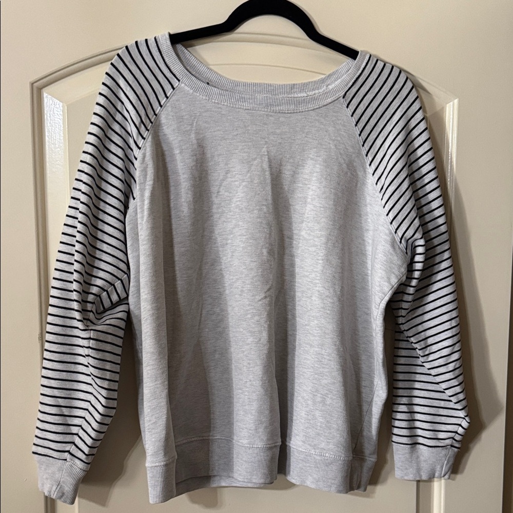 Torrid Light Gray Sweatshirt with Black Striped Sleeves 2X